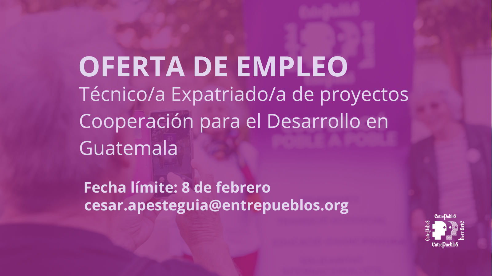 Oferta de empleo: Técnico/a Expatriado/a de proyectos Cooperación para el Desarrollo en Guatemala